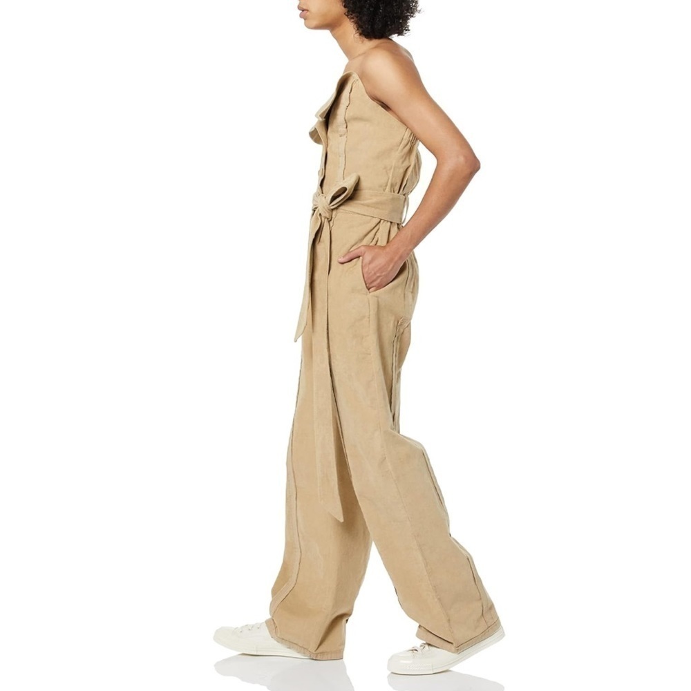 Making the Cut corduroy wide leg Halter Deconstructed Jumpsuit size Medium NWT - Picture 2 of 15